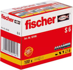 fischer Unbekannt S 6 - Hareket sensörlerini, beton posta kutularını, tam taş, tam tuğla, doğal taş vb. sabitlemek için 2 bölmeli genişletme dübeli. - 100 adet - Ürün no. 50106 gri