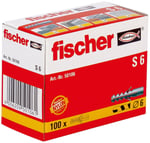 fischer Unbekannt S 6 - Hareket sensörlerini, beton posta kutularını, tam taş, tam tuğla, doğal taş vb. sabitlemek için 2 bölmeli genişletme dübeli. - 100 adet - Ürün no. 50106 gri