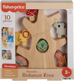 Fisher-Price 3 yaş ve üzeri çocuklar için gelişime yardımcı 10 parçalı üst üste dizilebilir Ahşap Denge Ağacı, HXT87