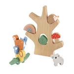 Fisher-Price 3 yaş ve üzeri çocuklar için gelişime yardımcı 10 parçalı üst üste dizilebilir Ahşap Denge Ağacı, HXT87