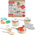 Fisher-Price Ahşap Mutfak Seti Okul öncesi çağdaki çocuklar için 19 parçalı Fisher-Price Ahşap Mutfak Seti HXT83 | HXT83 19 adet ahşap, metal ve kumaş, sahte gıda ve mutfak aksesuarları, 3 yaşından bü