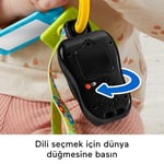 Fisher-Price Birden fazla dil desteğiyle 6 ay ve üzeri bebekler için müzik çalan, dişlik ve ayna içeren Eğlen ve Öğren Eğlenceli Aktivite Anahtarı, HWY40