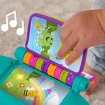 Fisher-Price Birden fazla dil desteğiyle yürüme çağındaki 1 yaş ve üzeri çocuklar için ışıklar, şarkılar ve aktiviteler içeren, turkuaz renkli koltuk şeklinde eğitici oyuncak, JGK94