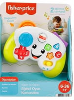 Fisher-Price Türkçe dil desteğiyle 6 ay ve üzeri bebekler ve yürüme çağındaki çocuklar için ışıklı ve şarkılar içeren Eğlen ve Öğren Eğitici Oyun Kumandası, yeşil renkli oyun konsolu oyuncağı, HXB64