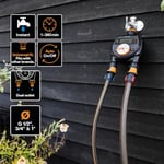 Fiskars 2 çıkışlı zamanlayıcı/zamanlayıcı, tüm standart musluk boyutları için, kolay okunabilir LCD ekran, evrensel boyut, 580 g, siyah/turuncu, 1054792