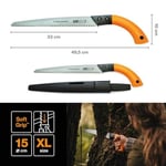 Fiskars Ahşap Testeresi Yeşil, Sabit Bıçak, Plastik Kılıf Dahil, Düz Kesim, Bıçak Uzunluğu: 33 cm, Paslanmaz Çelik Bıçak, Siyah/Turuncu, SW84, 1001620
