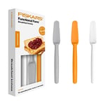 Fiskars Fruehstuecksmesser 3 parça, toplam uzunluk: 22 cm, plastik, beyaz/turuncu/gri, fonksiyonel form, 1016121