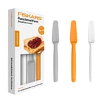 Fiskars Fruehstuecksmesser 3 parça, toplam uzunluk: 22 cm, plastik, beyaz/turuncu/gri, fonksiyonel form, 1016121