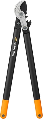 Fiskars PowerGear L31, 1000581 örs dişli budama makası, kuru ve sert ahşap için, yapışmaz kaplama, sertleştirilmiş hassas çelik, uzunluk: 39 cm, siya - Seçenekler: L31 (Ast Ø 3,5 cm), L77 (Ast Ø 5 cm)