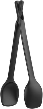 Fiskars Pratik salata çatal bıçak takımı, kaşık veya pense olarak kullanılabilir, uzunluk: 29 cm, plastik, fonksiyonel şekil, siyah, 1014434