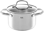 Fissler San Francisco/Paslanmaz Çelik Tencere (3,3 L - Ø 20 cm) Cam Kapaklı Tencere, Dökme Kenarı, Ölçüm Ölçeği - Endüksiyon - Seçenekler: 1,9 L - Ø 16 cm, 3,3 L - Ø 20 cm, 5.3 liters