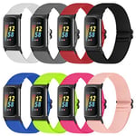 Fitbit Charge 5 ile Uyumlu Elastik Bantlar, Ayarlanabilir Naylon Nefes Alabilir Yedek Kayışlar Fitbit Charge 5 için Kadın ve Erkek için Bileklik (8'li Paket)