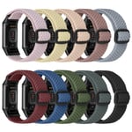 Fitbit Charge ile Uyumlu 10'lu Paket Örgülü Esnek Ayarlanabilir Kayışlar Kadın Erkek için 5 Bantlar, Şarj için Spor Elastik Naylon Kumaş Bileklikler 5