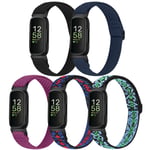 Fitbit Inspire 3/Inspire 2/Inspire HR/Inspire/Ace 3/Ace 2 ile Uyumlu Elastik Naylon Bantlar Kadın Erkek için, Yumuşak Ayarlanabilir Esnek Döngü Kayışları Fitbit Inspire 3 Bant için Yedek