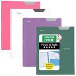 Five Star 2 Cepli Klasör, 4'lü Paket, Stay-Put Sekmeli ve Prong Bağlantı Elemanları ile Plastik Klasörler, 8-1/2 