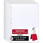 Five Star Gevşek Yaprak Kağıt, 6'lı Paket, 3 Delikli Delgeç Defter Kağıdı, Güçlendirilmiş Geniş Çizgili Dolgu Kağıdı, Mürekkep Kanamasıyla Mücadele, 8