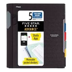Five Star Modern spiral not defteri, 5 bölme, orta genişlikte, çizgili kağıt, 2 yaprak, renk değişebilir (6326) 1 birim siyah
