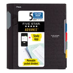 Five Star Modern spiral not defteri, 5 bölme, orta genişlikte, çizgili kağıt, 2 yaprak, renk değişebilir (6326) 1 birim siyah