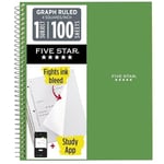 Five Star Spiral Defter + Çalışma Uygulaması, 1 Konu, Grafik Çizgili Kağıt, 21.6 x 27.9 cm, 100 Yaprak, Mürekkep Geçirmez, Suya Dayanıklı Kapak, Seaglass Yeşili