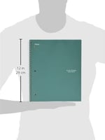 Five Star Spiral Defter + Çalışma Uygulaması, 1 Konu, Grafik Çizgili Kağıt, 21.6 x 27.9 cm, 100 Yaprak, Mürekkep Geçirmez, Suya Dayanıklı Kapak, Seaglass Yeşili