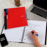Five Star Spiral Defter + Çalışma Uygulaması, 3 Konu, Kolej Çizgili Kağıt, Spiral Korumalı İleri Defter, Hareketli Sekmeli Bölücüler ve Genişleyen Cepler, 8-1/2 