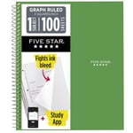 Five Star Spiral Defter + Çalışma Uygulaması, 1 Konu, Grafik Çizgili Kağıt, 21.6 x 27.9 cm, 100 Yaprak, Mürekkep Geçirmez, Suya Dayanıklı Kapak, Seaglass Yeşili