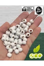 Flea Market 10mm Ahşap Boncuk Beyaz 1 Kg, Eko1KG10byz