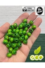 Flea Market 10mm Ahşap Boncuk Yeşil 1 Kilo, Eko1KG10yeşiilORG