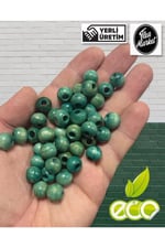 Flea Market 10mm Turkuaz Ahşap Boncuk 1 Kg, Eko1KG10Turkuaz