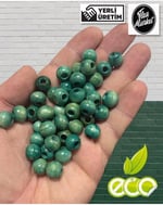 Flea Market 10mm Turkuaz Ahşap Boncuk 1 Kg, Eko1KG10Turkuaz