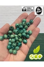 Flea Market 10mm Turkuaz Ahşap Boncuk 1 Kg, Eko1KG10Turkuaz