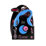 Flexi New Classic L Beden Mavi 8MT Şerit Tasma - Seçenekler: Extra Large 3 m, Small 5 m, Medium 5 m, Large 8 m