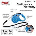 Flexi New Classic S Beden Mavi 5MT İpli Tasma - Seçenekler: Extra Small (3 m), Extra Small (3 m) (2 Pack), Small (5 m)...