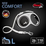 flexi New Comfort Geri Çekilebilir Köpek Tasma (Ört), 7,9 m, Large, Gri/Siyah