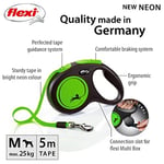Flexi New Neon M Beden Yeşil 5MT Şerit Tasma - Seçenekler: Medium, 5 m (S), M