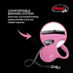 FLEXI® Yeni Klasik Geri Çekilebilir Köpek Tasma (Kordon), Ergonomik, Dayanıklı ve Dolaşmayan Evcil Hayvan Yürüyüş Tasma 26 lbs'ye Kadar Köpekler için, 16 ft, Küçük, Pembe