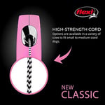 FLEXI® Yeni Klasik Geri Çekilebilir Köpek Tasma (Kordon), Ergonomik, Dayanıklı ve Dolaşmayan Evcil Hayvan Yürüyüş Tasma 26 lbs'ye Kadar Köpekler için, 16 ft, Küçük, Pembe
