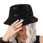 Flipper Thuglife Logo Baskılı Ters Çevrilebilir Pamuk Sun Boonie Kova Şapka Erkek Kadın Üniseks Kpop Kore Tarzı (Tamamen Siyah, L~XL (23
