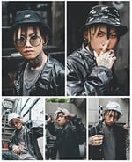 Flipper Thuglife Logo Baskılı Ters Çevrilebilir Pamuk Sun Boonie Kova Şapka Erkek Kadın Üniseks Kpop Kore Tarzı (Tamamen Siyah, L~XL (23