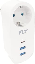 Fly Racing FLY 3400 Termal Akım Korumalı, Çocuk Korumalı, 2 x USB Type-C, 1 X USB Type-C, Tekli Priz, Beyaz