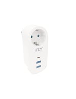 Fly Racing FLY 3400 Termal Akım Korumalı, Çocuk Korumalı, 2 x USB Type-C, 1 X USB Type-C, Tekli Priz, Beyaz