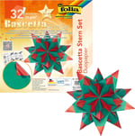 folia 325/2020 - El işi seti Bascetta Yıldız Duo yüksek kırmızı/yeşil, 32 yaprak, 20 x 20 cm, kağıt yıldızın hazır boyutu yakl. 30 cm, ayrıntılı kılavuz ile (Türkçe olmayabilir) - zamansız dekorasyon 