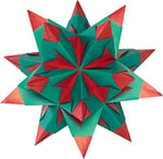 folia 325/2020 - El işi seti Bascetta Yıldız Duo yüksek kırmızı/yeşil, 32 yaprak, 20 x 20 cm, kağıt yıldızın hazır boyutu yakl. 30 cm, ayrıntılı kılavuz ile (Türkçe olmayabilir) - zamansız dekorasyon 