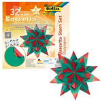 folia 325/2020 - El işi seti Bascetta Yıldız Duo yüksek kırmızı/yeşil, 32 yaprak, 20 x 20 cm, kağıt yıldızın hazır boyutu yakl. 30 cm, ayrıntılı kılavuz ile (Türkçe olmayabilir) - zamansız dekorasyon 