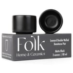 Folk Ceramics Leonard Seramik Espresso Bardakları | 2'li Set, 85 ml, Mat Siyah | Espresso için Modern İstiflenebilir Demitasse Kupalar | Kalın Duvarlı, Sapsız, Dayanıklı, Bulaşık Makinesi ve