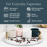 Folk Ceramics Leonard Seramik Espresso Bardakları | 2'li Set, 85 ml, Mat Siyah | Espresso için Modern İstiflenebilir Demitasse Kupalar | Kalın Duvarlı, Sapsız, Dayanıklı, Bulaşık Makinesi ve