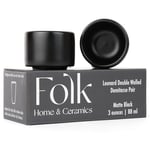 Folk Ceramics Leonard Seramik Espresso Bardakları | 2'li Set, 85 ml, Mat Siyah | Espresso için Modern İstiflenebilir Demitasse Kupalar | Kalın Duvarlı, Sapsız, Dayanıklı, Bulaşık Makinesi ve
