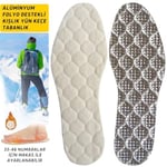 Foottab Yün Keçe Termal Ayakkabı Tabanı, Alüminyum Folyo Destekli Isı Yalıtımlı Ayakkabı Tabanlığı, 33-46 No Arası Kolay Boyutlandırılabilir