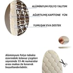Foottab Yün Keçe Termal Ayakkabı Tabanı, Alüminyum Folyo Destekli Isı Yalıtımlı Ayakkabı Tabanlığı, 33-46 No Arası Kolay Boyutlandırılabilir