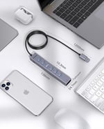 FORIDA USB 3.0 - Ethernet Adaptörü, [Yüksek Hızlı Gigabit] Ağ Hubı, 7'si 1 Arada Çoklu Bağlantı Noktalı Hub, 5V Güçlü, Alüminyum Kabuk USB-A'dan RJ45'e Bağlantı Noktası Dönüştürücü iMac, PC, Chromeboo